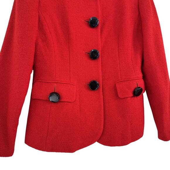 Vintage Christian Dior Womens Red Wool Skirt Suit Set 2P Jacket & Skirt USA - Picture 4 of 16